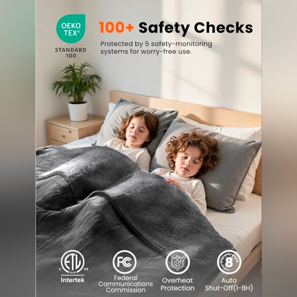Heated Blanket Electric Throw, Ultra‑Cozy Premium Flannel & Sherpa